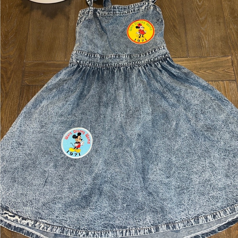 Denim Blue Disney Dress with Mickey Mouse Patches